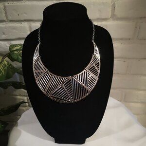 Aldo Ladies 1/4 Moon Shape Metal Necklace Silver Tone